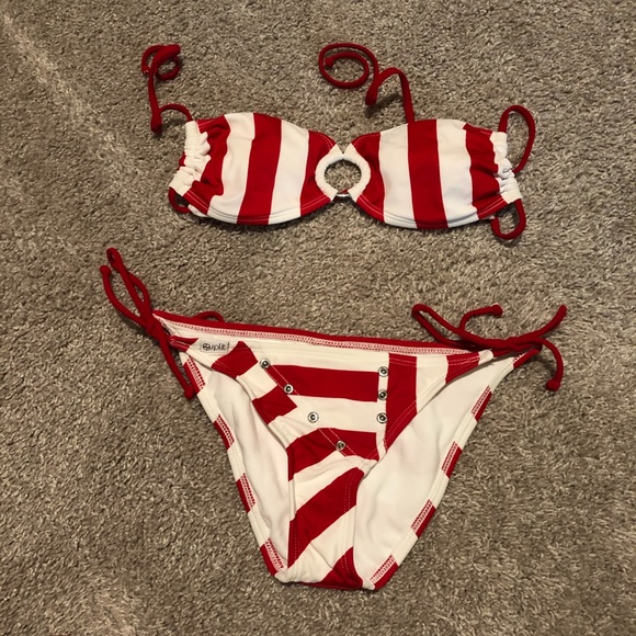 Red & White Stripe Bikini - Picture 1 of 2